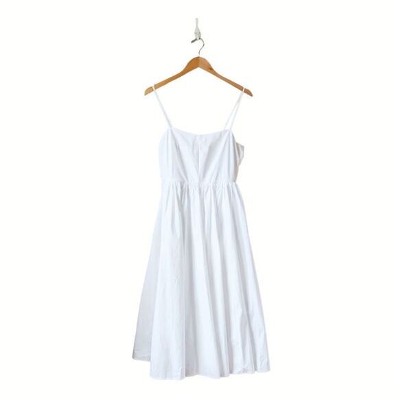 J. Crew Midi Dress A-line Stretch Cotton Poplin White sz 2 NWT Adjustabl… - Picture 6 of 14